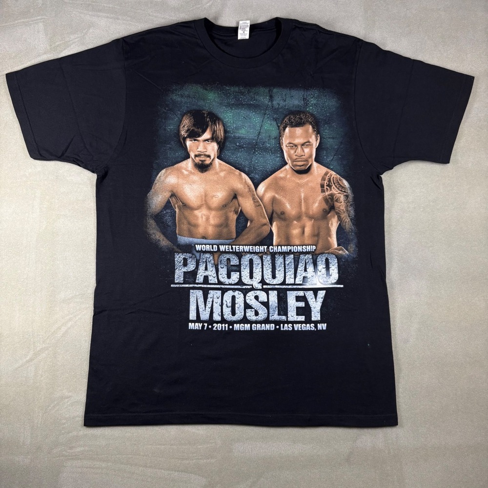 Manny Pacquiao vs Shane Mosley 2011 Boxing Graphic T-Shirt Black Mens Large